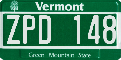 VT license plate ZPD148