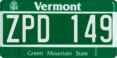 VT license plate ZPD149