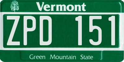 VT license plate ZPD151