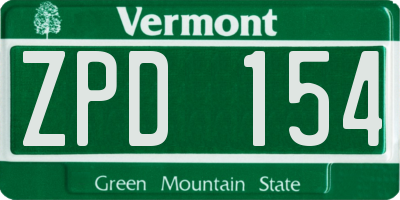 VT license plate ZPD154