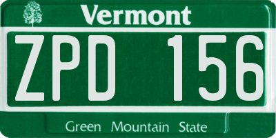VT license plate ZPD156
