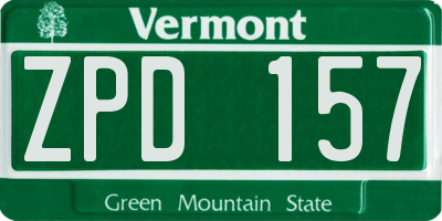 VT license plate ZPD157