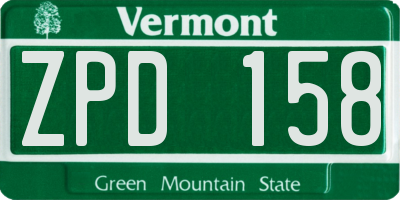 VT license plate ZPD158