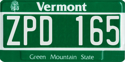 VT license plate ZPD165