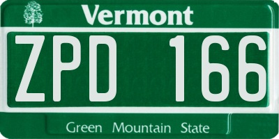 VT license plate ZPD166