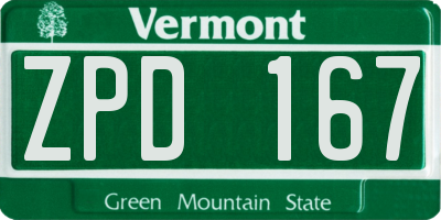 VT license plate ZPD167