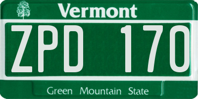VT license plate ZPD170