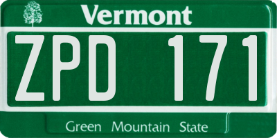 VT license plate ZPD171