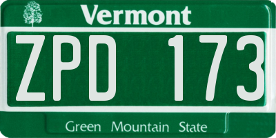 VT license plate ZPD173