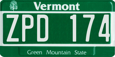 VT license plate ZPD174