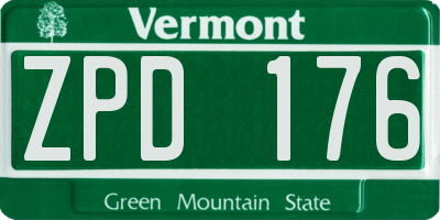 VT license plate ZPD176