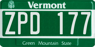VT license plate ZPD177
