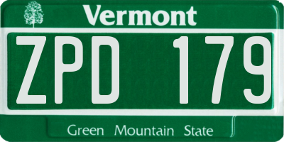 VT license plate ZPD179