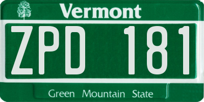 VT license plate ZPD181