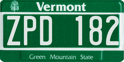 VT license plate ZPD182