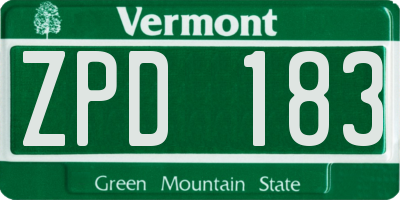 VT license plate ZPD183
