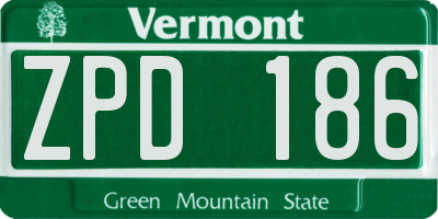 VT license plate ZPD186