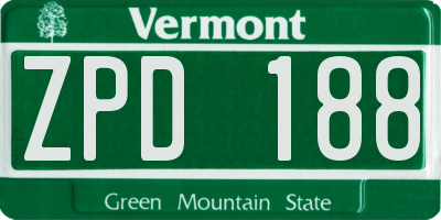 VT license plate ZPD188