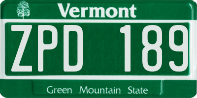 VT license plate ZPD189