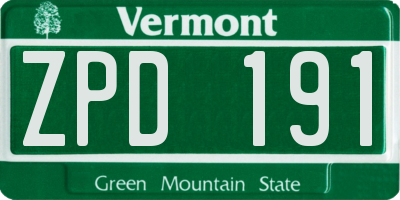 VT license plate ZPD191