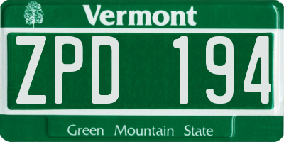 VT license plate ZPD194