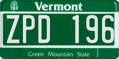 VT license plate ZPD196