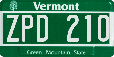 VT license plate ZPD210