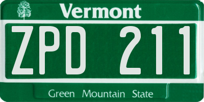 VT license plate ZPD211