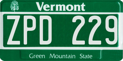 VT license plate ZPD229