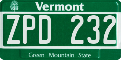 VT license plate ZPD232