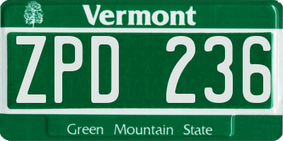 VT license plate ZPD236