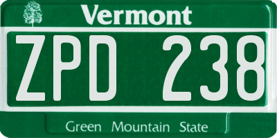 VT license plate ZPD238