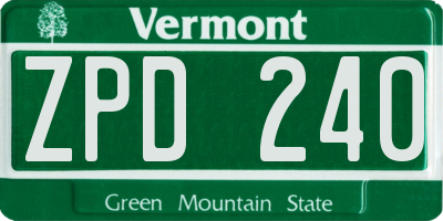 VT license plate ZPD240