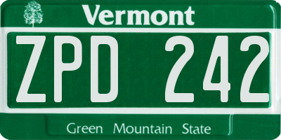 VT license plate ZPD242