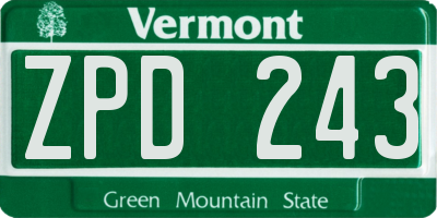 VT license plate ZPD243