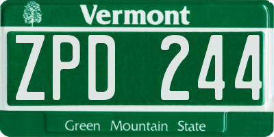 VT license plate ZPD244