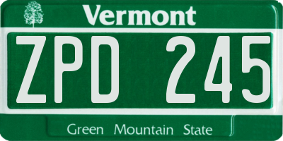 VT license plate ZPD245