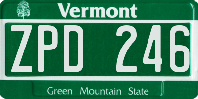 VT license plate ZPD246