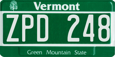 VT license plate ZPD248