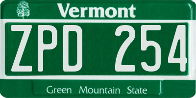 VT license plate ZPD254