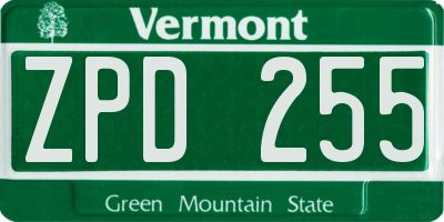 VT license plate ZPD255