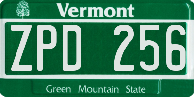 VT license plate ZPD256