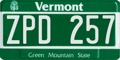 VT license plate ZPD257