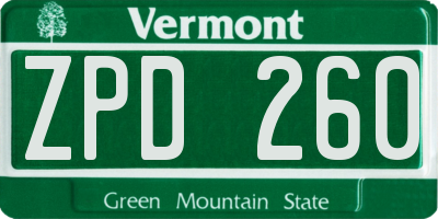 VT license plate ZPD260
