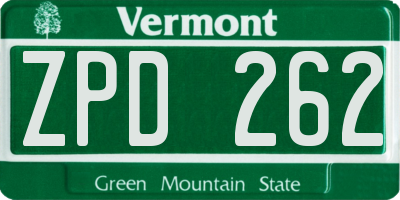 VT license plate ZPD262