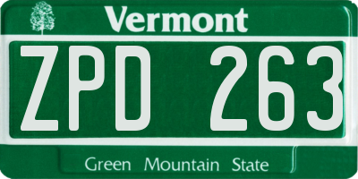 VT license plate ZPD263