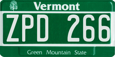 VT license plate ZPD266