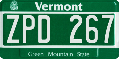 VT license plate ZPD267