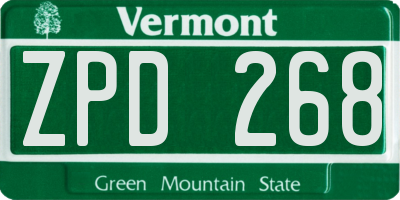 VT license plate ZPD268