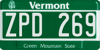 VT license plate ZPD269